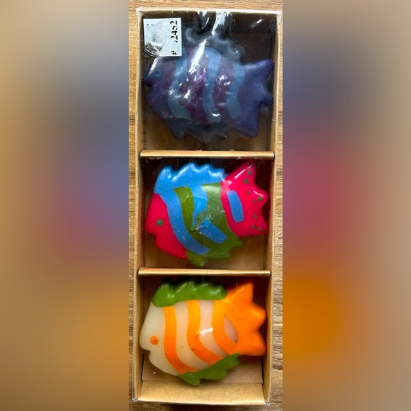 Vintage NIB Tropical Fish Floating Candles Boxes PIER ONE Nautical Beach Theme - Picture 5 of 5